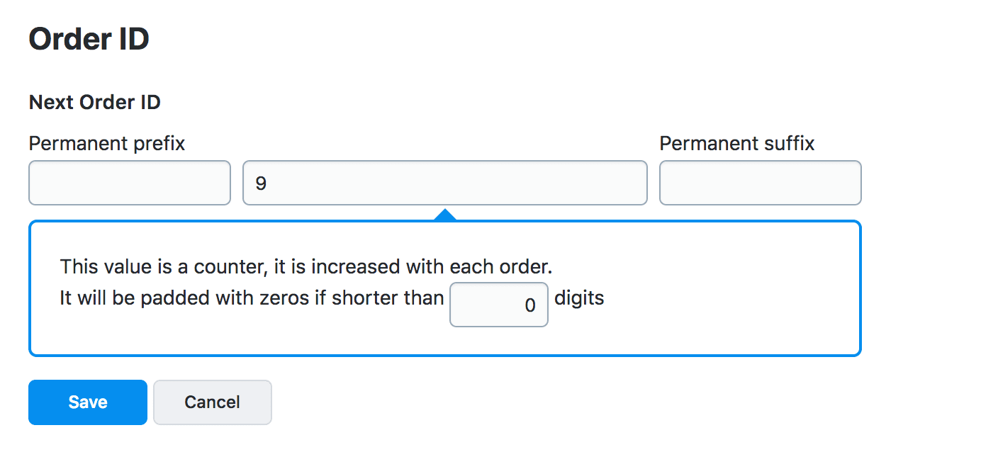 Set the number for your next order